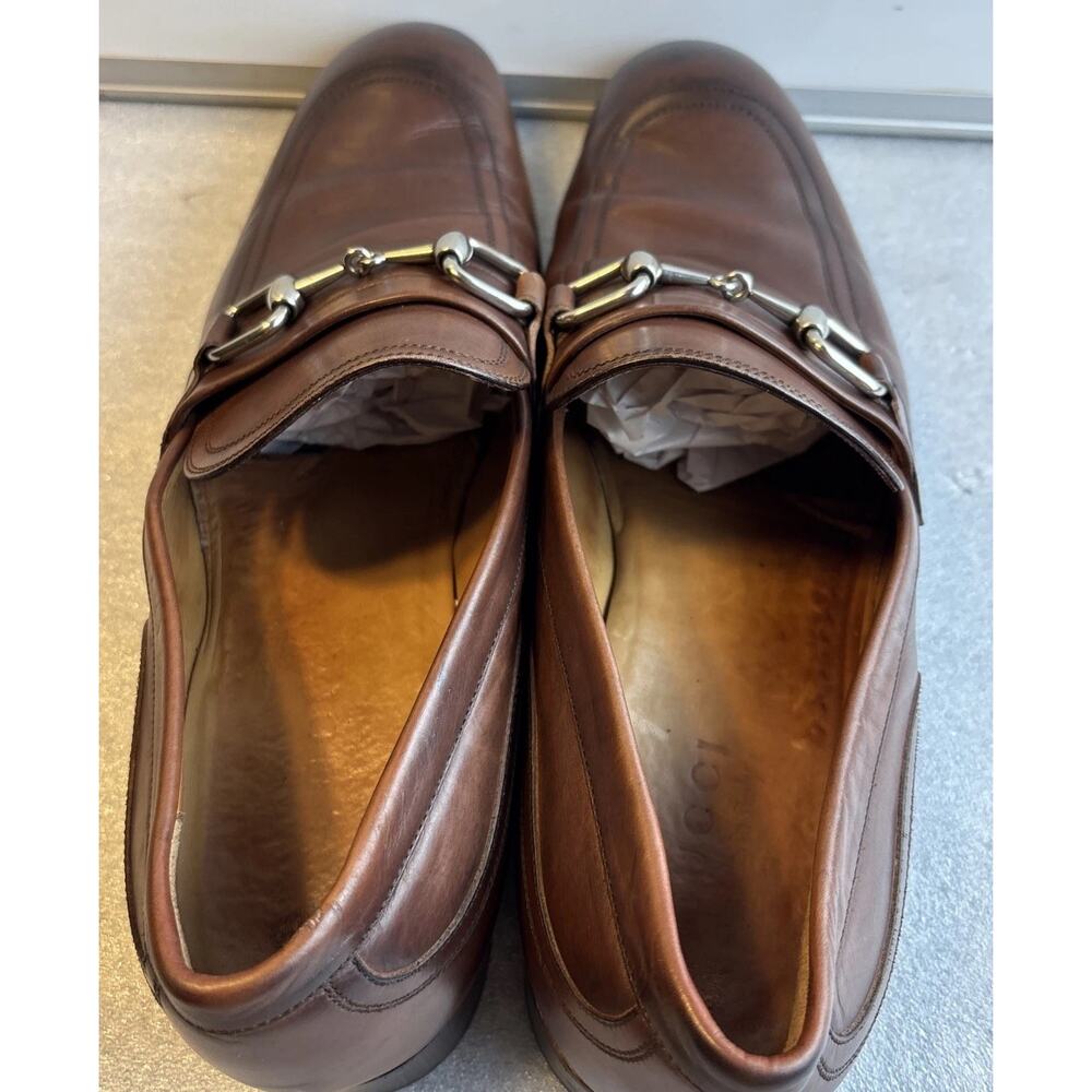 Gucci Horsebit Loafers Brown Men 8.5 Slip-On Leather Italy 337043 - Picture 7 of 11